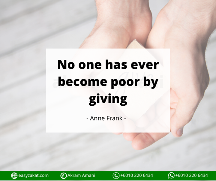 No One Has Ever Become Poor By Giving 