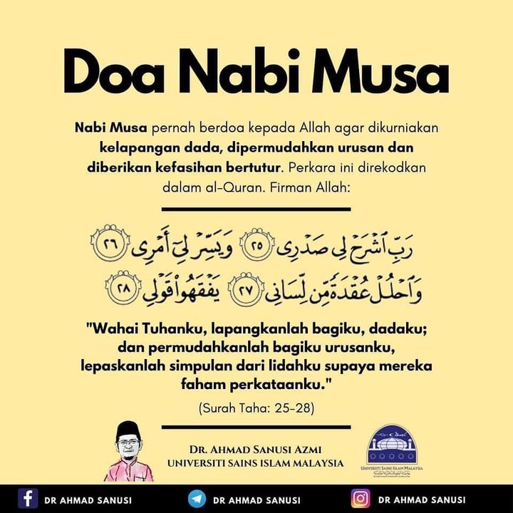 Doa Nabi Musa. Semoga Bermanfaat Utk Kita Semua