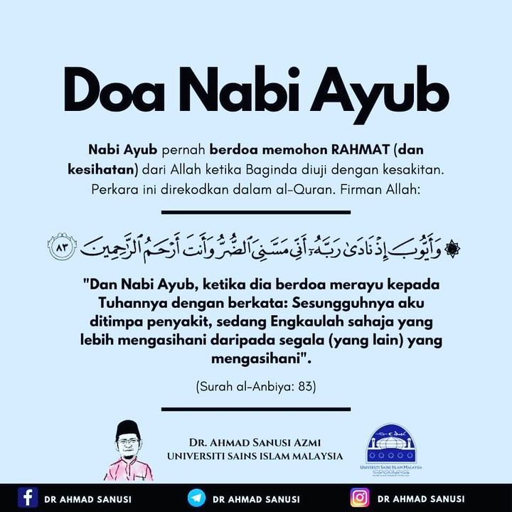 Nabi Ayub Diuji Dgn Penyakit Kulit Yg Kronik Arayyanhijrah Ds Pj