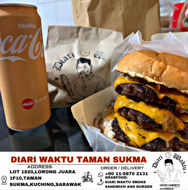 Triple Cheese Burger With Carbonated Drink , Sumpah 