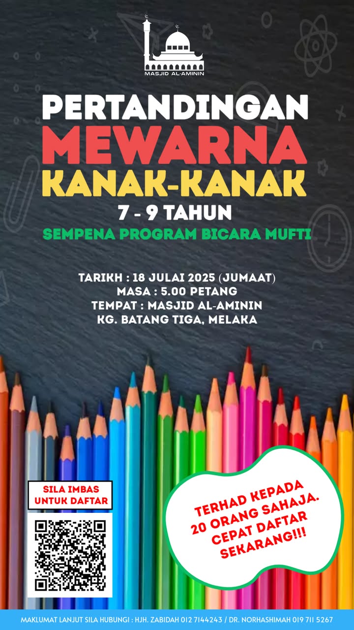 Pertandingan Mewarna Kanak Kanak 7 9 Tahun Masjid 