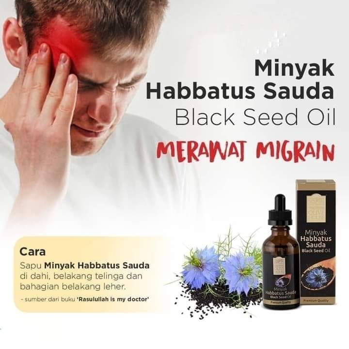 Minyak Habbatus Sauda Juga Penawar Bagi Pesakit Migrain. 