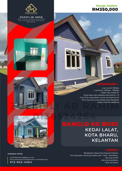 “...banglo Cantik Kg Budi, Kedai Lalat Untuk Dijual...” 