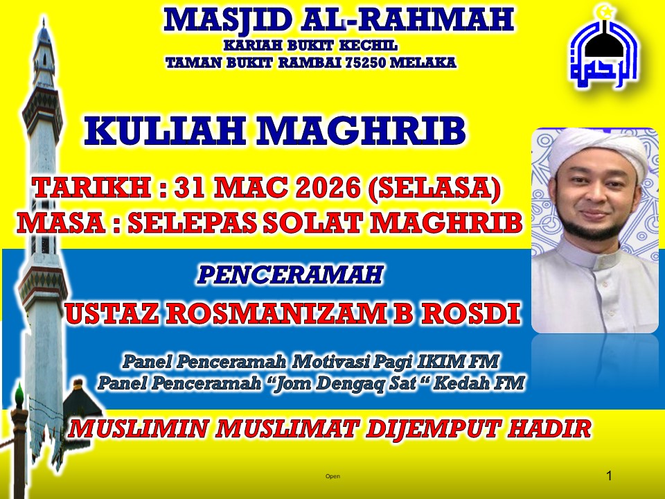 Kuliah Maghrib Isnin Ust Norhairan Nordin, Selasa Ust 