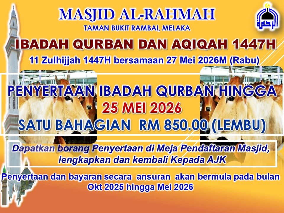 Penyertaan Ibadah Qurban Masih Dibuka Kpd Seluruh Ahli 