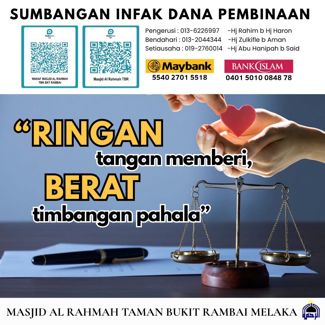 Jom Infak Dana Pembinaan Masjid Al Rahmah, Melaka! 