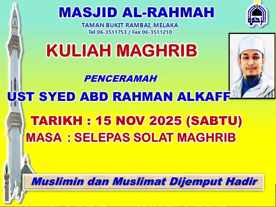 Kuliah Maghrib Dan Kuliah Subuh 15.11.2025 - 19.11.2025 