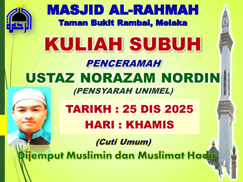 Kuliah Subuh Esok 25 Dis 2025 Khamis Oleh 