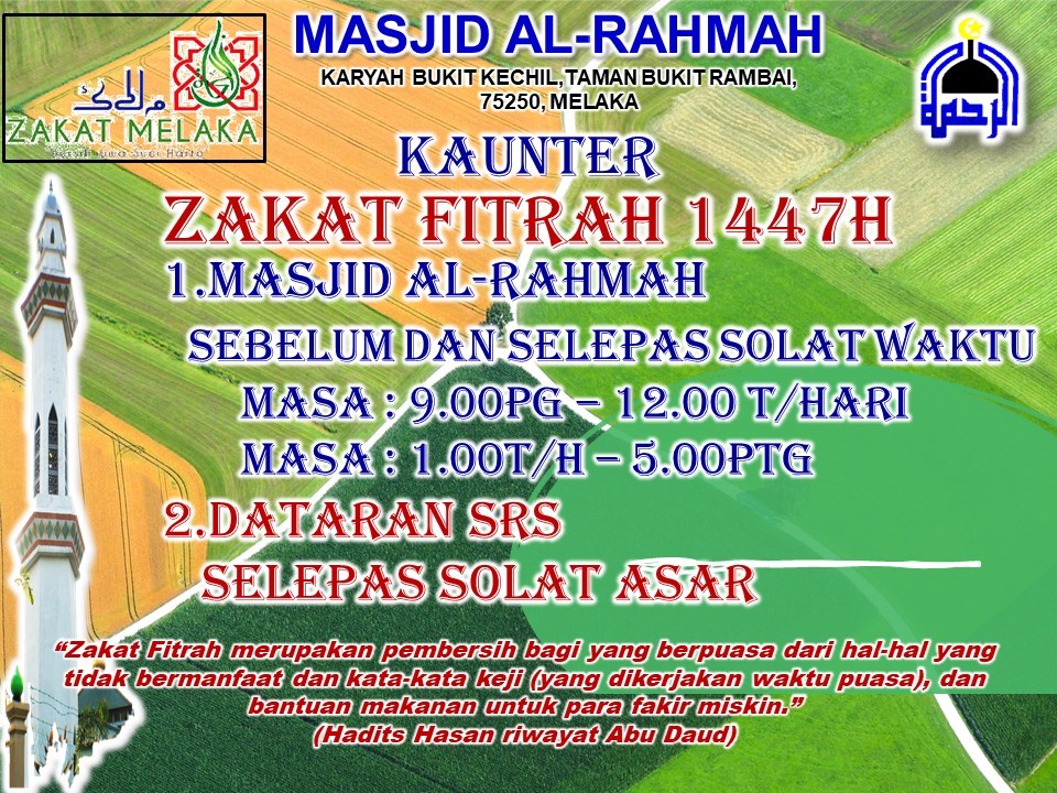 Kaunter Zakat Fitrah Di Masjid Alrahmah Dan Dataran 