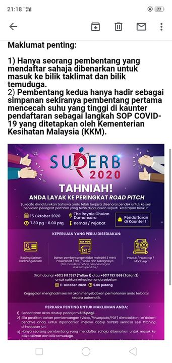 Jemputan Untuk Menghadiri Sesi Penilaian Peringkat Pertama Superb 