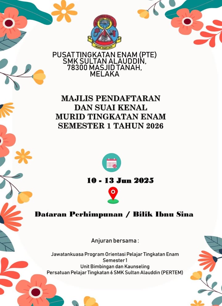 Selamat Datang Diucapkan Kepada Anak-anak Tingkatan 6 Ke 