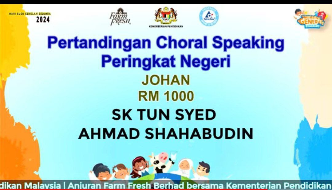 Alhamdulillah. Tahniah Kepada Pasukan Choral Speaking Sk Tun 