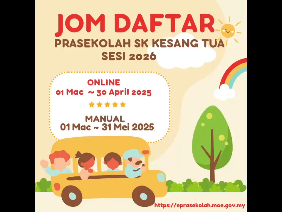 Jom Daftar Prasekolah Prasekolah Sk Kesang Tua Sesi 