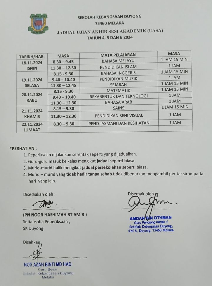 Jadual Ujian Akhir Sesi Akademik (uasa) Yang Akan 