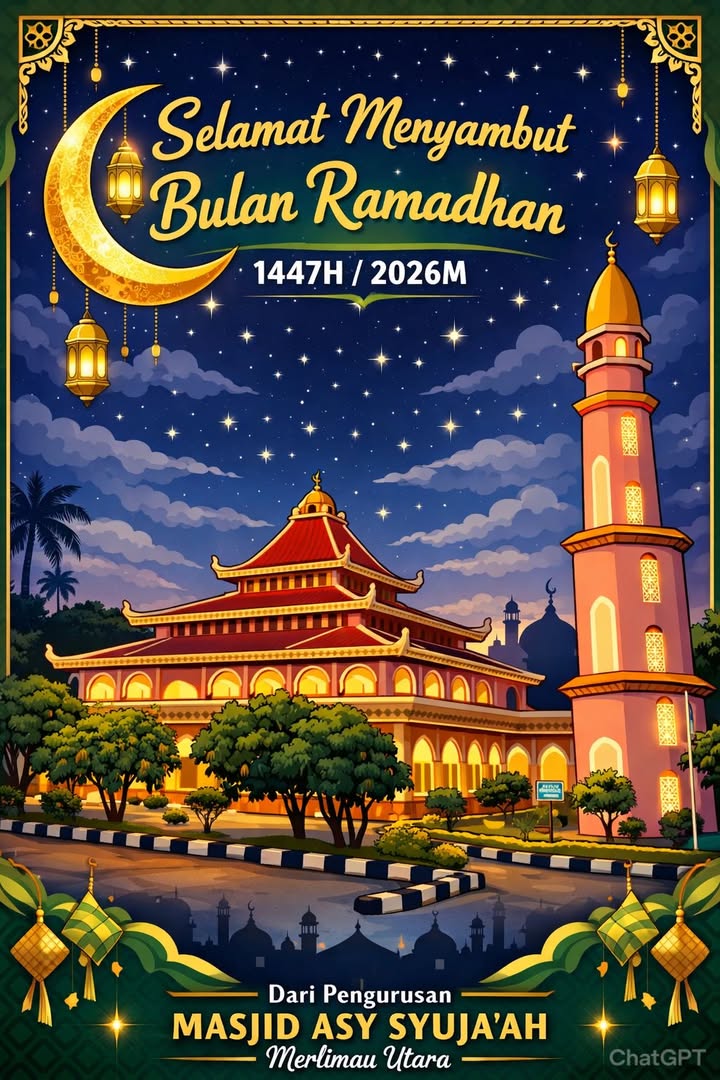 Salam.ramadhan 1447h Dari Pengurusan Masjid Asy Syuja\'ah Merlimau 