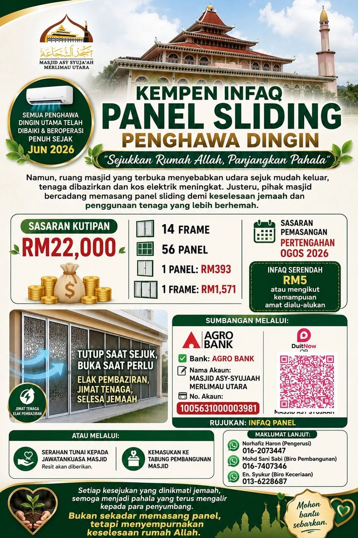 *kempen Infaq Panel Sliding Penghawa Dingin* 