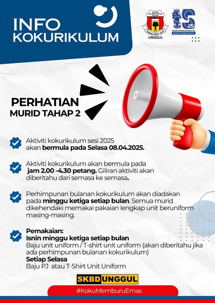 Makluman Aktiviti Kokurikulum Kali Pertama  