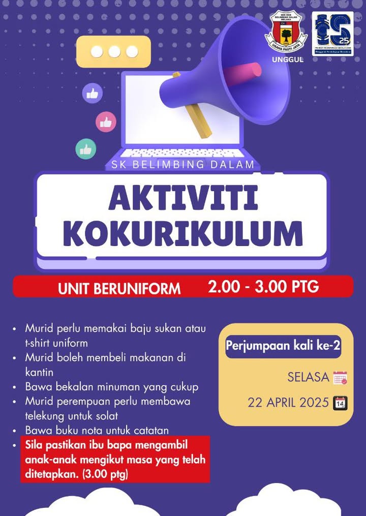 Makluman Aktiviti Kokurikulum Kali Kedua  