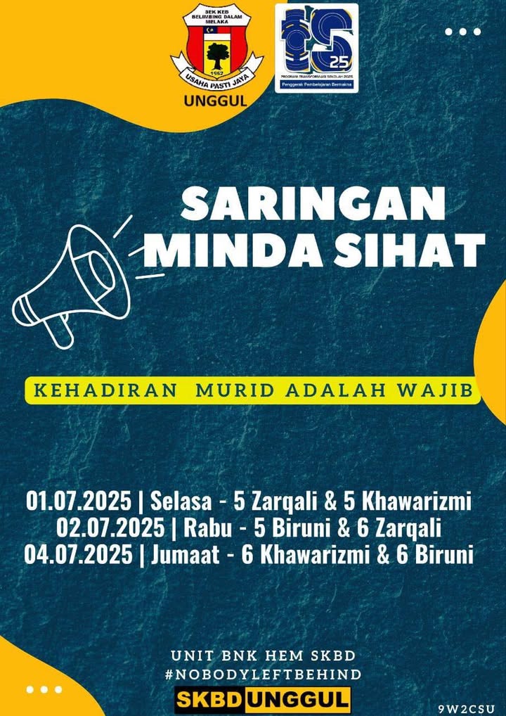Makluman Kepada Semua Ibu Bapa/ Penjaga Murid Tahun 