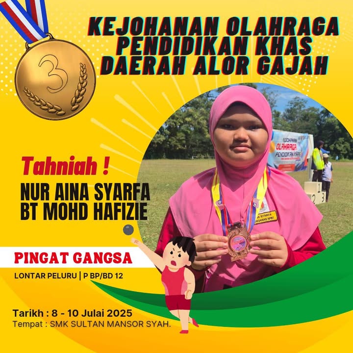 Syabas & Tahniah Diucapkan Kepada Nur Aina Syarfa 