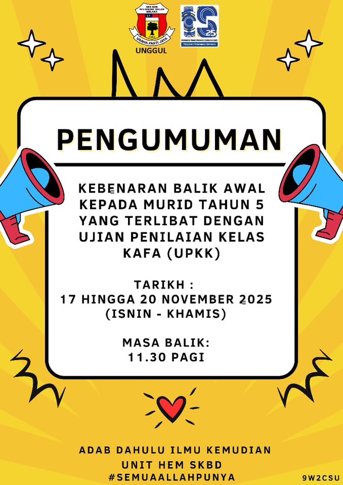 Selamat Menduduki Ujian Penilaian Kelas Kafa (upkk) 2025 