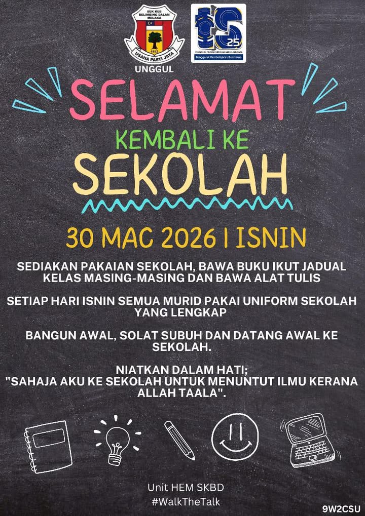 Selamat Kembali Ke Sekolah 