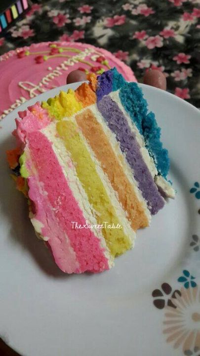 Rainbow Cake For Her Lovely Husband! 