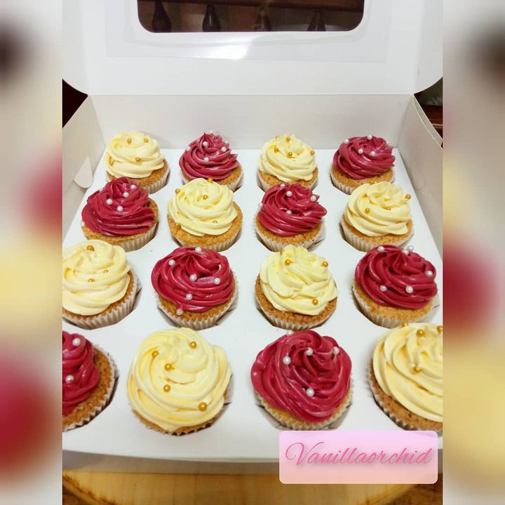 White Maroon Cupcake 