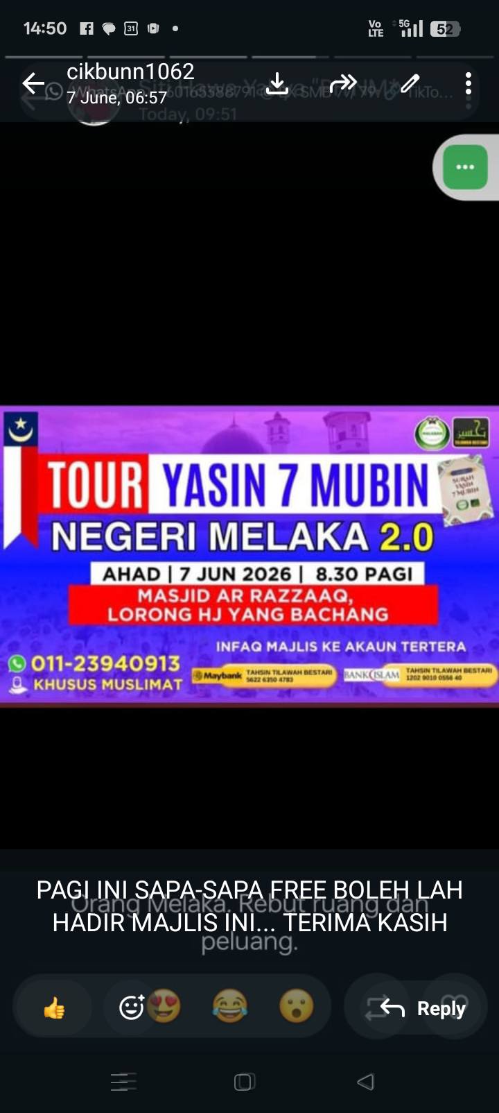 Menyantuni Jmputan Yasin 7 Mubin  Negeri Melaka 