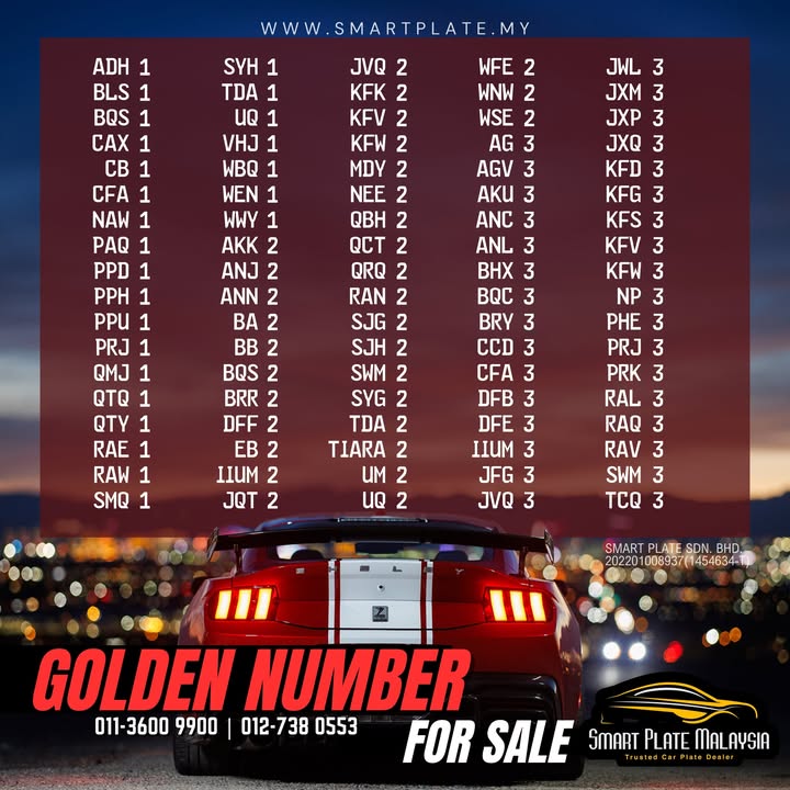 Golden Digit Malaysia Plate Number Now Available! 