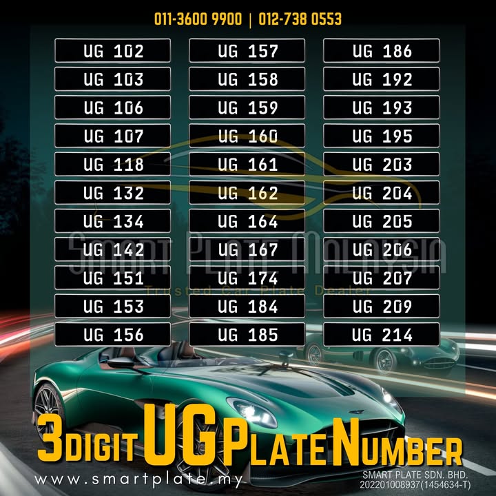 3 Digit Ug Plates Available For Sale !!! 