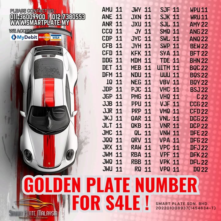 ✨golden Number Plate For S4le 