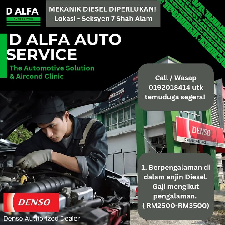 Mekanik Diesel Diperlukan Mesti Berpengalaman Sebab Jawatan Penting 