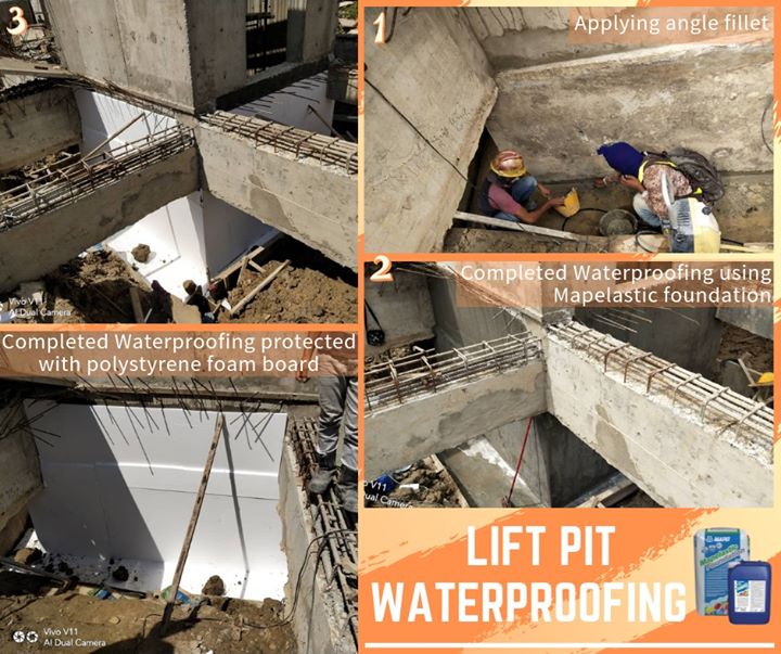 Waterproofing Of Lift Pit Using Mapelastic Foundation Highly 
