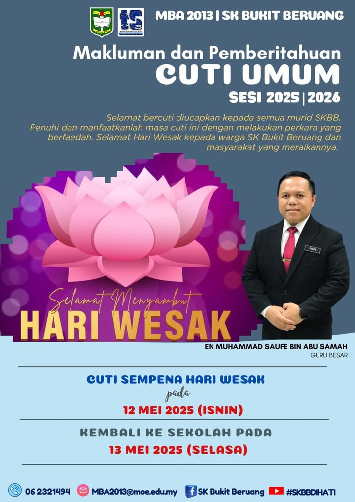 Makluman Cuti Hari Wesak.  