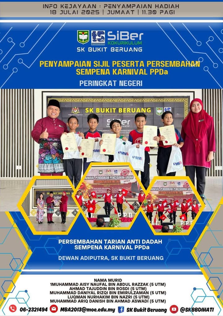 Pemyampaian Sijil Peserta Persembahan Sempena Karnival Ppda Peringkat 