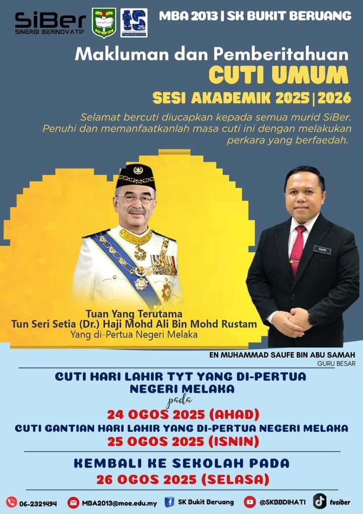 Makluman Cuti Hari Lahir Tyt Yang Di-pertua Negeri 