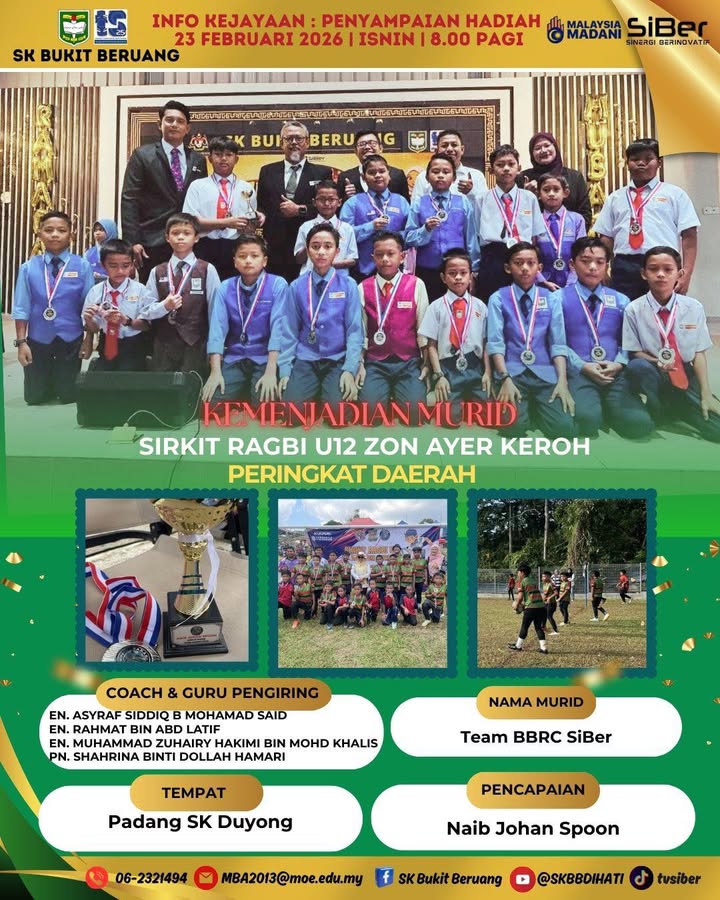Penyampaian Hadiah Sirkit Ragbi U12 Zon Ayer Keroh 