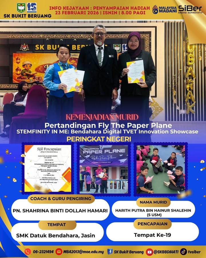 Penyampaian Hadiah Pertandingan Fly The Paper Plane (stemfinity 