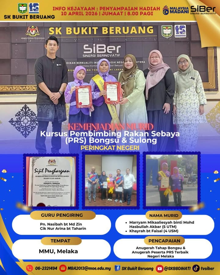 Penyampaian Anugerah Kursus Pembimbing Rakan Sebaya (prs) Tahap 
