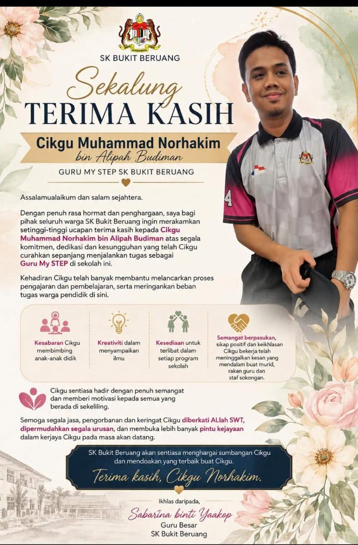 Warga Sekolah Mengucapkan Setinggi-tinggi Penghargaan Dan Ucapan Terima 