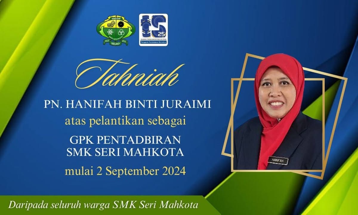 Tahniah Kepada Pn Hanifah Binti Juraimi Atas Lantikkan 