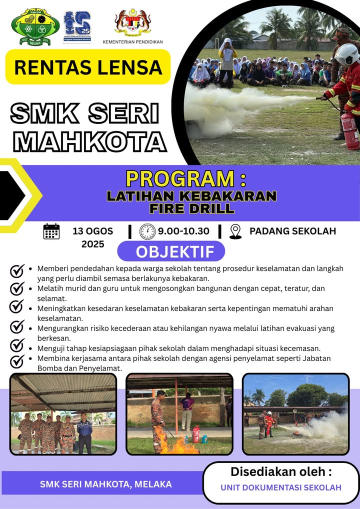Latihan Kebakaran Bersama Bomba Merlimau.  