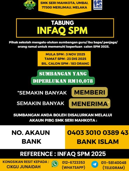 Tabung Infaq Spm 2025. 