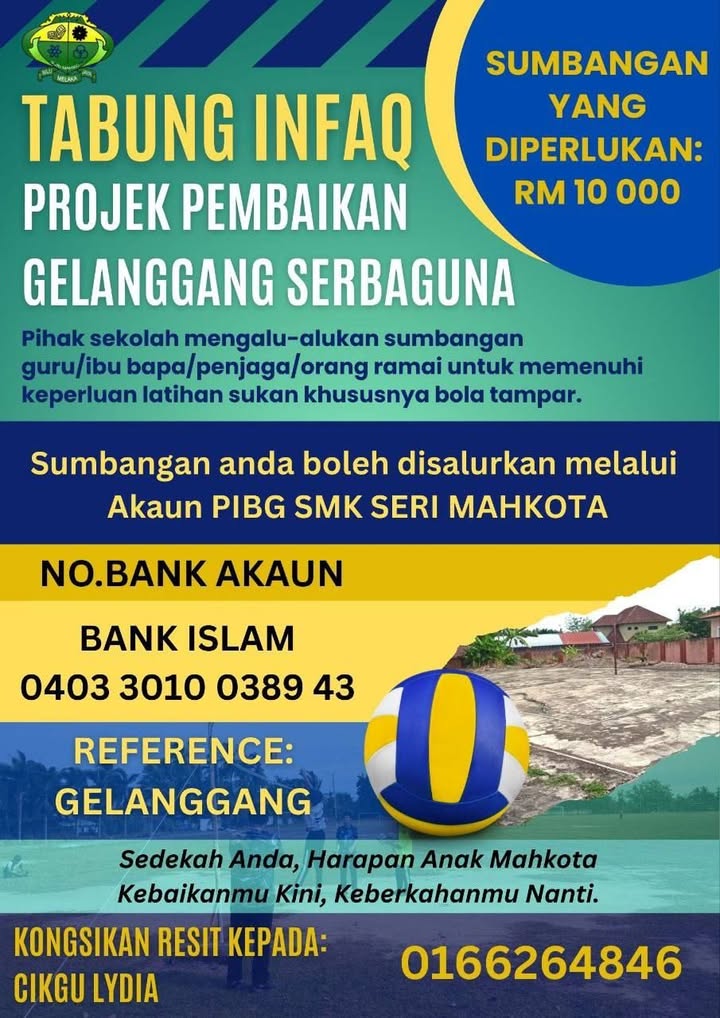 Tabung Infaq Pembaikan Gelanggang Serbaguna Smk Seri Mahkota. Tabung Infaq Pembaikan Gelanggang Serbaguna Smk Seri Mahkota.