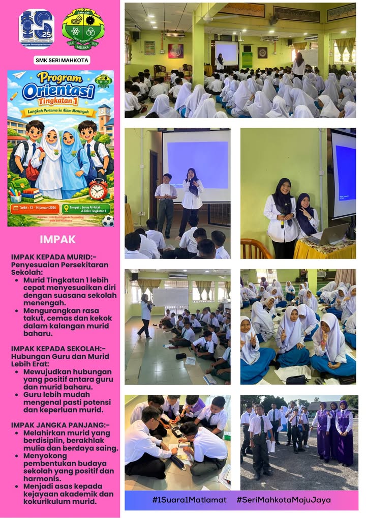 Program Orientasi Tingkatan 1 Sesi 2026. 