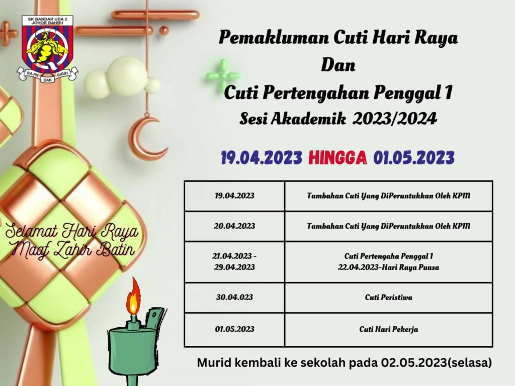 11 04 2023 Pemakluman Tarikh Cuti Hari Raya 