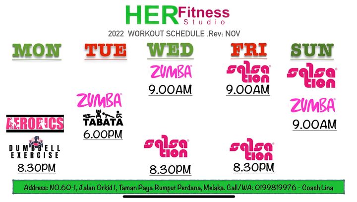 Hola Ladies… New Schedule !!! Please Take Note 