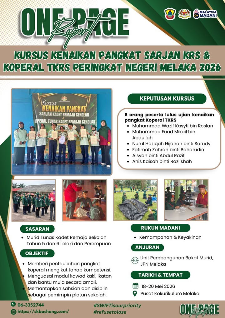 Kursus Kenaikan Pangkat Sarjan Krs & Koperal Tkrs 