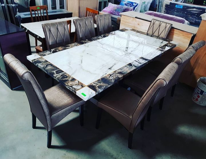 Meja Makan Marble 8 Kerusi 